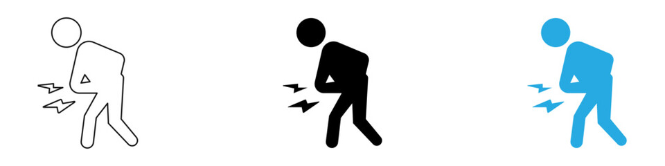 Stomachache icon black white vector outline