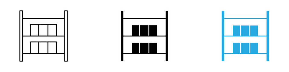 Storage rack icon black white vector outline