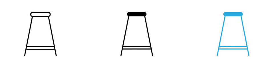 Stool icon black white vector outline