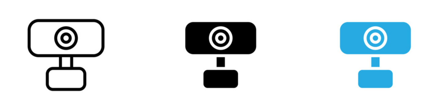 Web camera icon black white vector outline