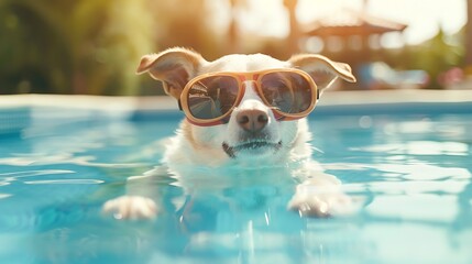 Vacation pet wearing goggles
