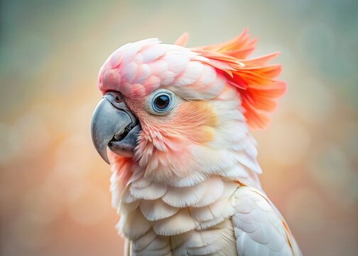Minimalist Goffin Cockatoo Chick Portrait:  A Young Parrot in Simple Elegance