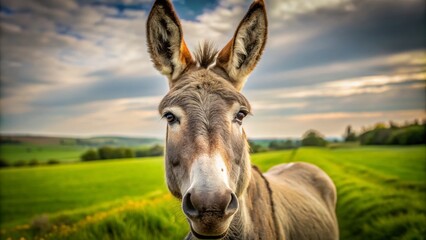Minimalist Portrait: Grey Donkey, Farm Animal, Domestic Mammal