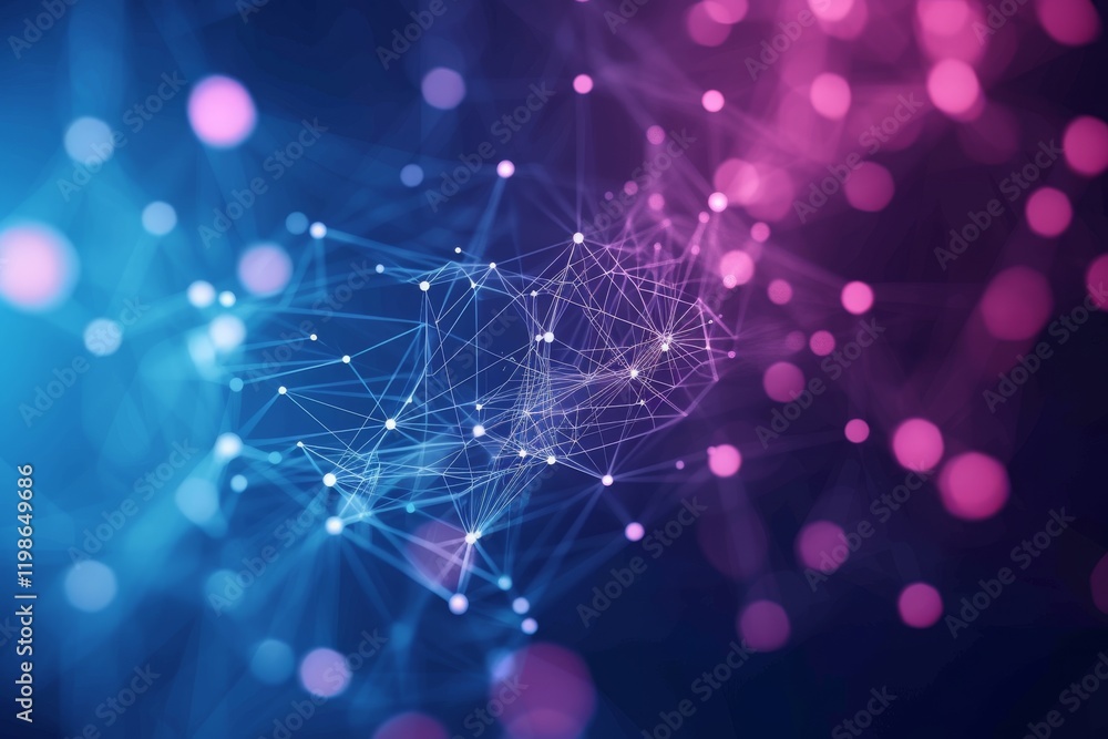 Poster abstract digital connection of dots and lines in vibrant colors illustrating technology and network 
