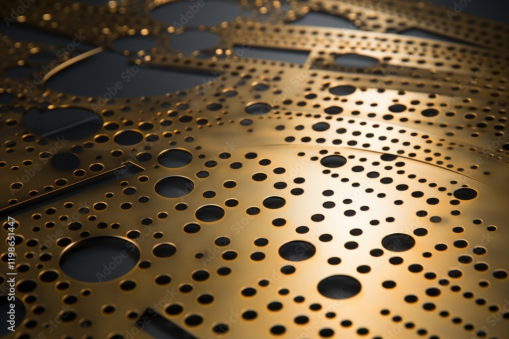 Aufkleber a sleek metallic panel features intricate lighted perforations, creating a dynamic visual display in