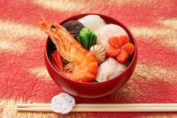 海老ののった豪華なお雑煮