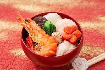 海老ののった豪華なお雑煮