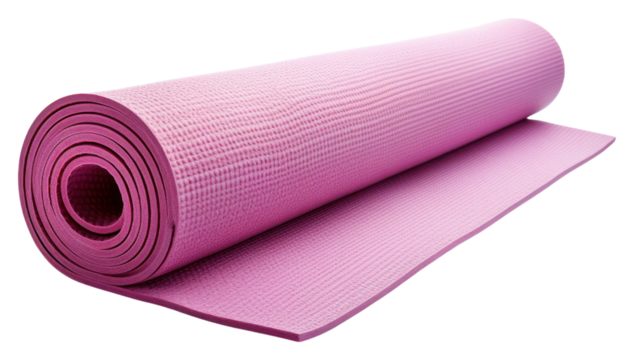 PNG Rolled yoga mat white background stretching exercising.