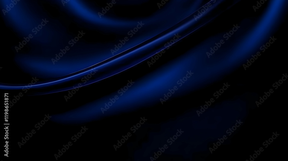 Poster dark blue satin fabric flows smoothly creating an elegant abstract background.