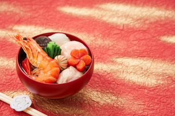 海老ののった豪華なお雑煮