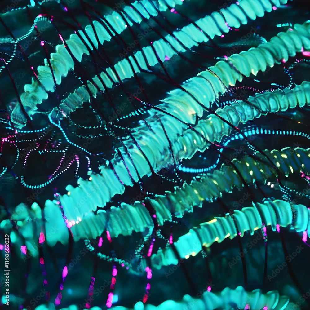 Poster abstract background with flowing teal and pink lights creates dynamic visual