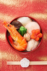 海老ののった豪華なお雑煮