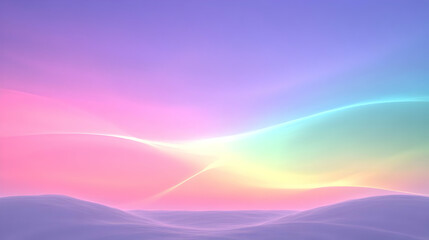 Abstract Pastel Rainbow Gradient Flows Over Soft Hills Background