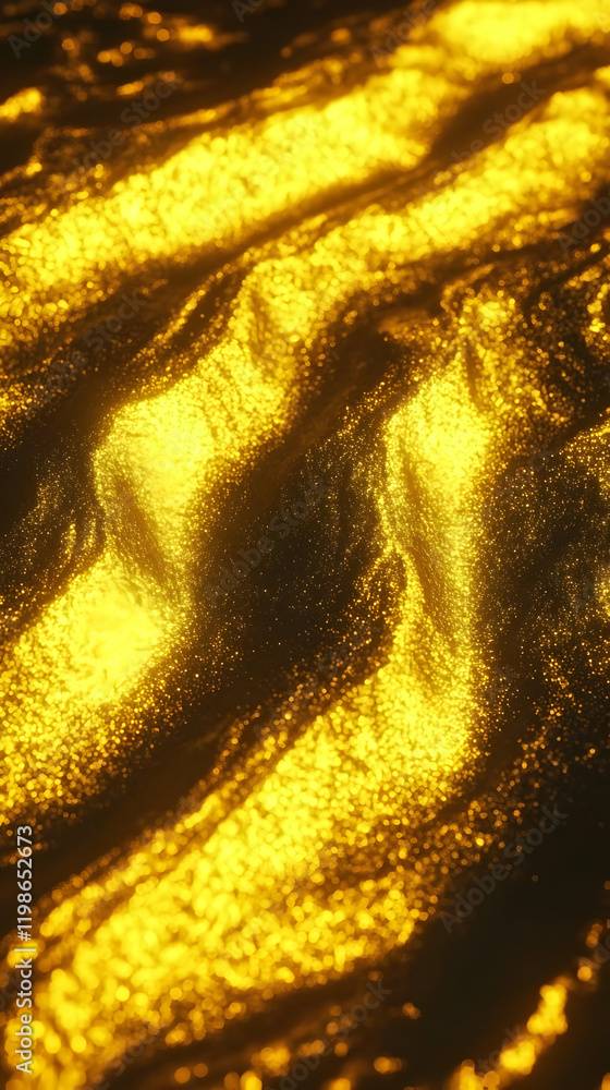 Poster abstract gold background flows smoothly with sparkling particles and elegant texture.