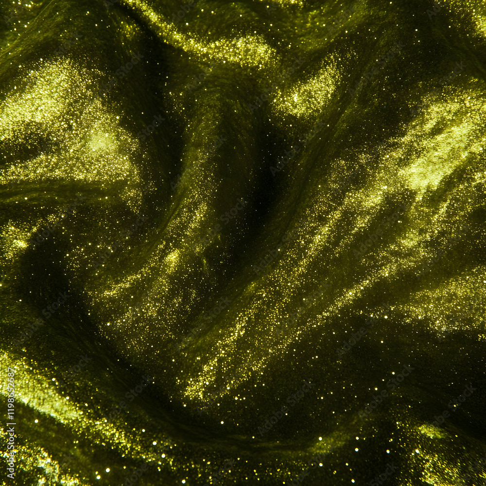 Poster shimmering gold fabric sparkles and flows elegantly, creating a luxurious texture