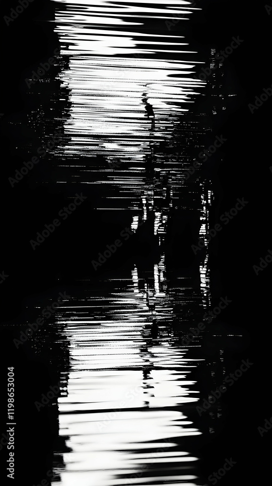 Aufkleber Abstract Black and White Streaked Pattern Creates a Dynamic Visual Effect in Vertical Orientation