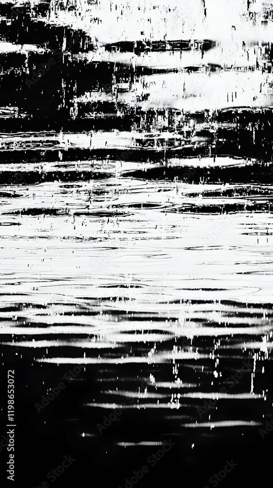 Poster abstract black and white textured background creates a dynamic visual with horizontal lines and dist