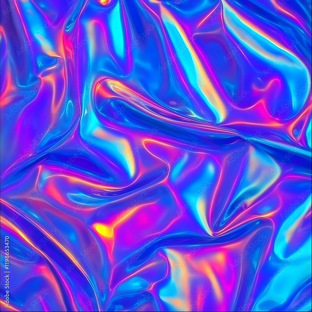 Poster iridescent holographic abstract background flows smoothly with vibrant colors and fluid texture.