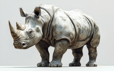 Obraz premium vector logo of a rhinoceros standing on white