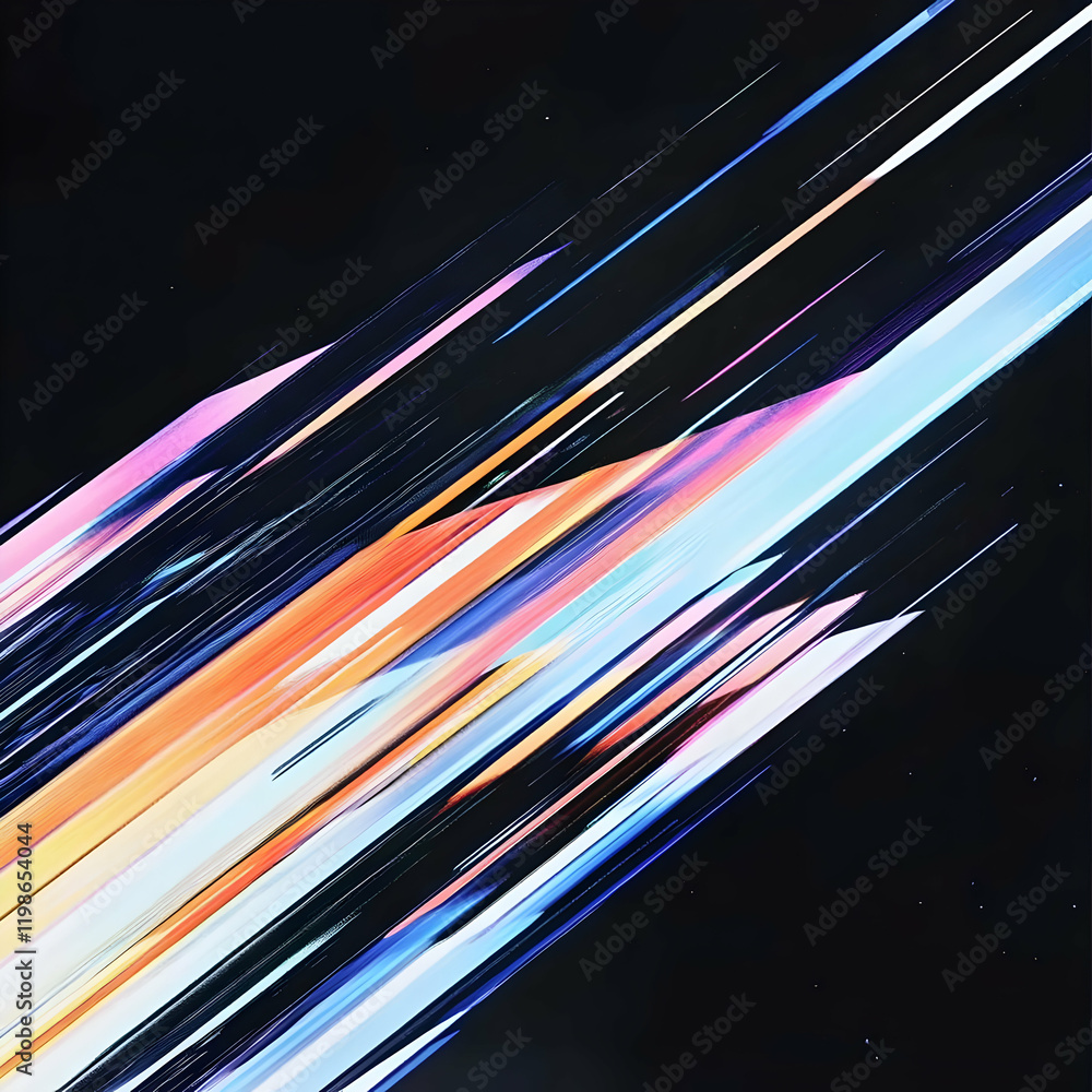 Poster Abstract Background Features Dynamic Diagonal Colorful Streaks on Dark Backdrop with Subtle Texture.
