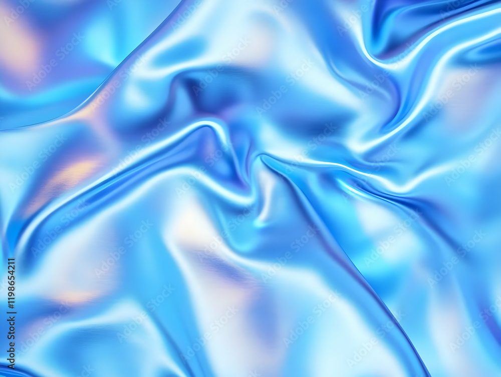Aufkleber smooth blue iridescent fabric flows and shimmers with a soft, elegant texture, creating a luxurious 