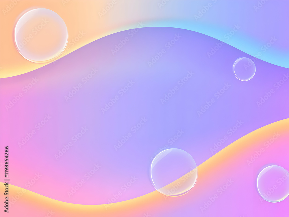 Poster abstract background with gradient pastel colors and glass morphism circles beautifully