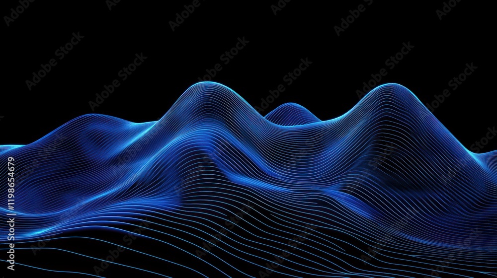 Poster abstract blue lines with dynamic motion effects.