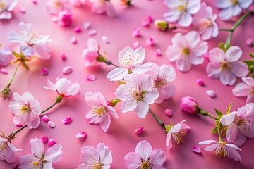 Fototapeta premium Modern Pink Cherry Blossom Wallpaper: Top View Long Exposure Photo