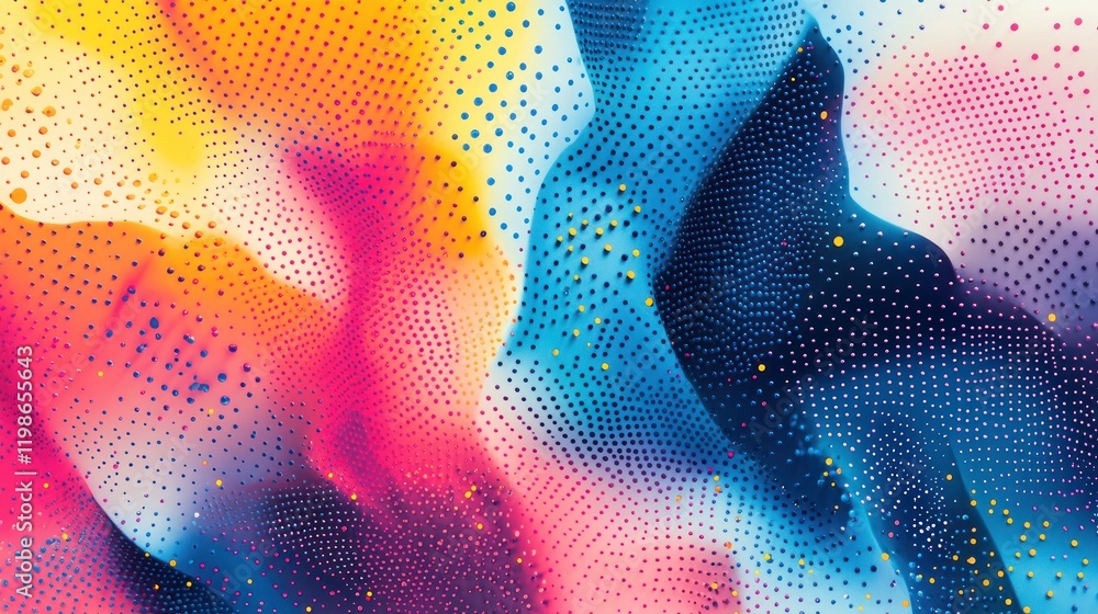 Poster abstract dots and triangles with a 3d gradient effect.