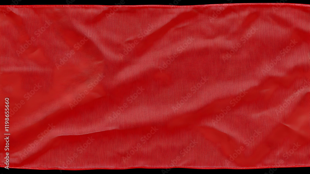 Poster Red Fabric Waves and Folds Gently with Soft Light, Creating a Textured Background.