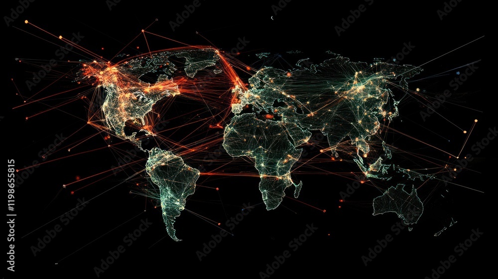 Poster abstract global network with lines and nodes.