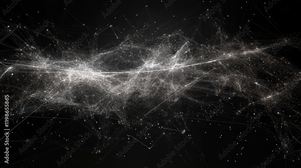 Poster abstract global network with lines and nodes.