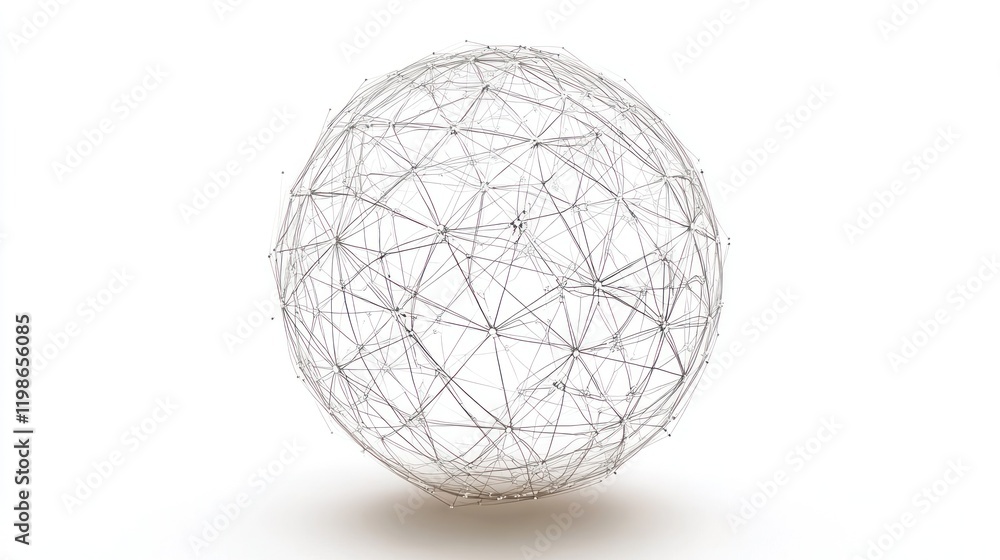 Aufkleber abstract interconnected globe with glowing nodes on solid white background