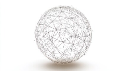 Abstract interconnected globe with glowing nodes on solid white background