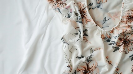 A floral patterned tank top in soft colors displayed on a solid white background