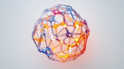 Abstract interconnected globe with glowing nodes on solid white background