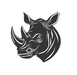 illustration of a rhinoceros head logo on a white background