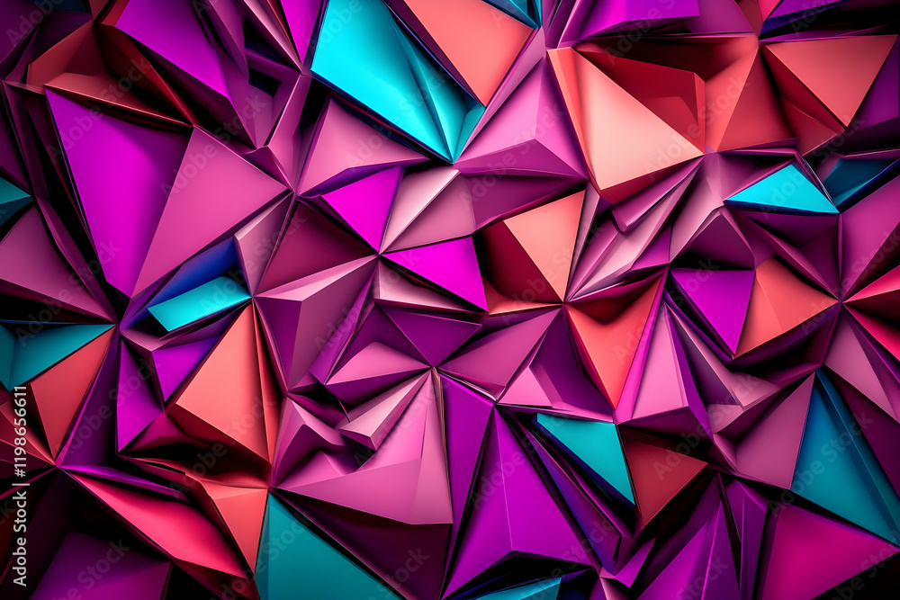 Poster abstract 3d triangles form a dynamic and colorful background