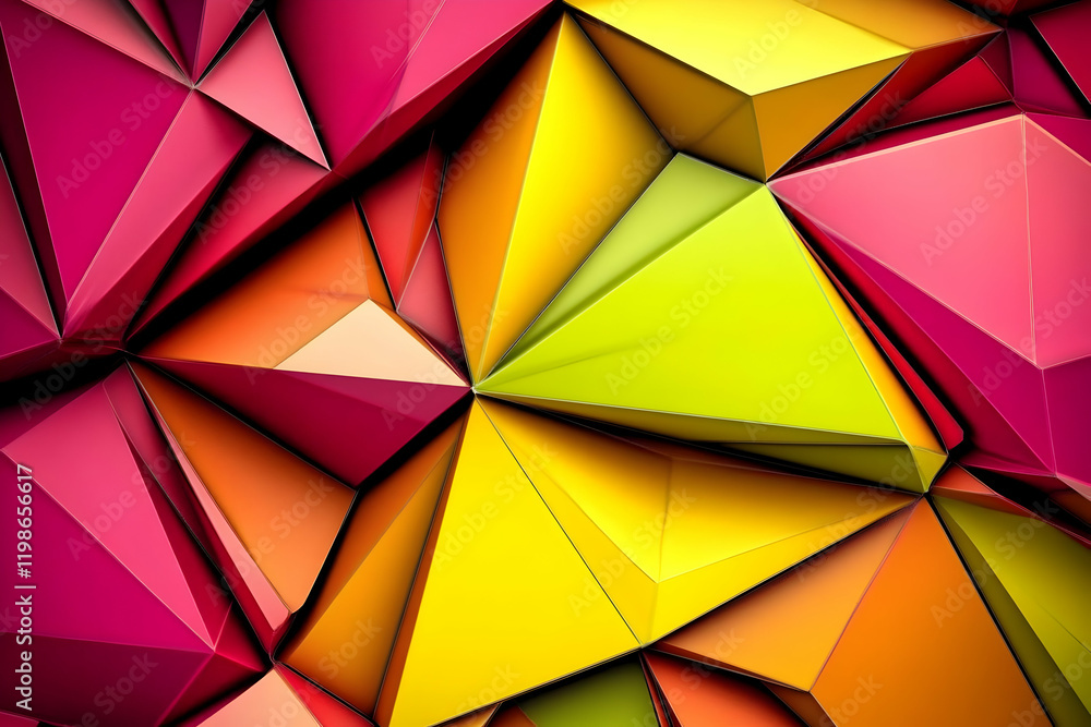 Aufkleber abstract 3d triangles form a colorful geometric background design with vivid hues