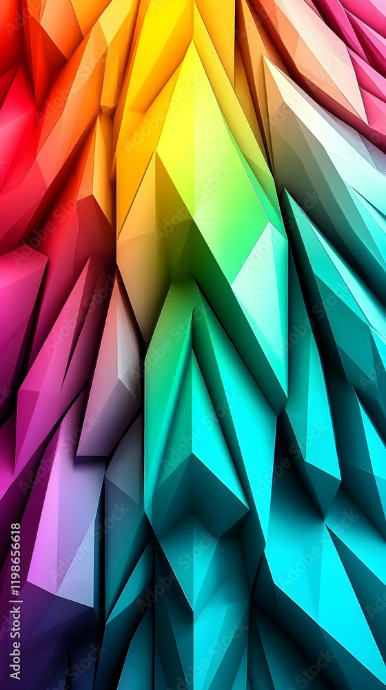 Poster abstract 3d background shows colorful triangular shapes, gradient colors, and modern design for pres