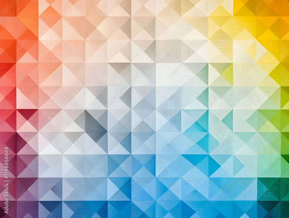 Poster colorful geometric pattern forms a vibrant abstract background with triangular shapes and textured l