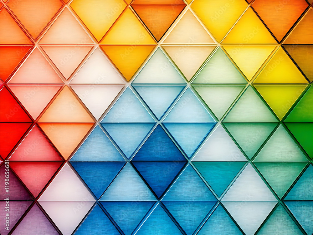 Poster colorful triangles form a vibrant geometric pattern background