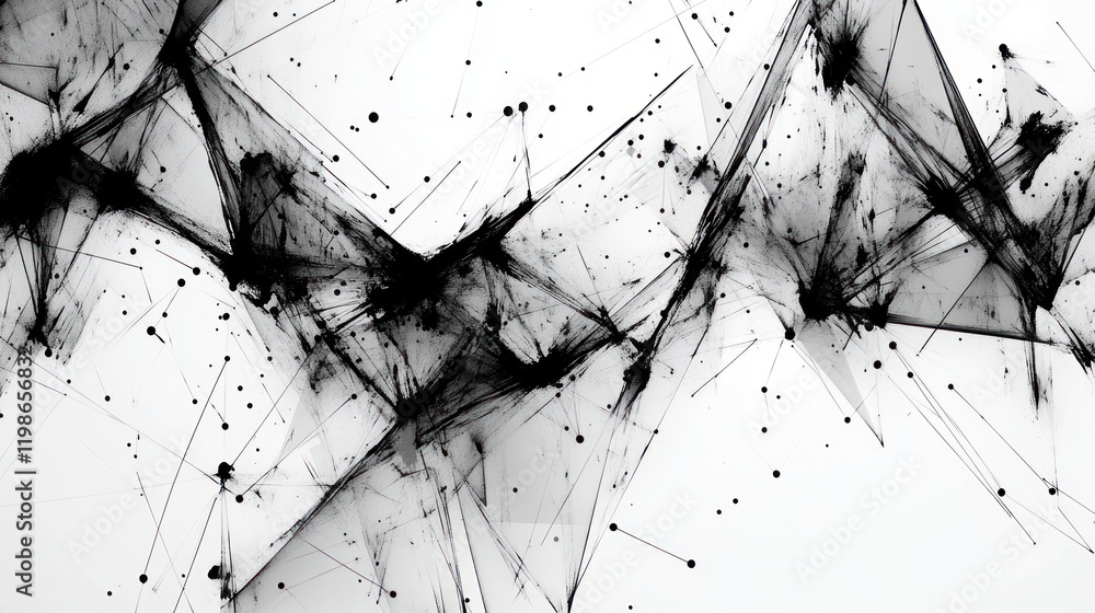 Poster abstract polygon designs with dots and connections.