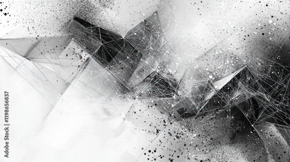 Poster abstract polygon designs with dots and connections.