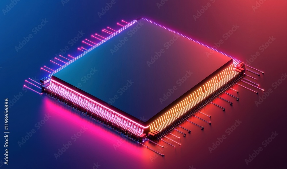 Poster innovative microchip design technology studio digital image futuristic close-up advancement in elect
