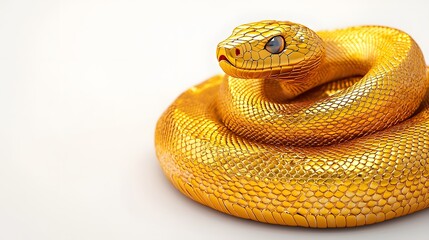 Obraz premium Elegant Snake with Intricate Golden Scales on White Background