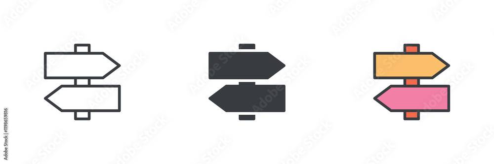 Poster signboard different style icon set
