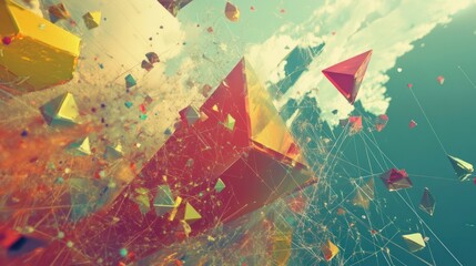 Fototapeta premium Artistic dot and triangle network for creative visuals.