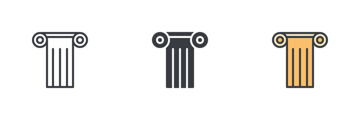 Antique Pillar different style icon set