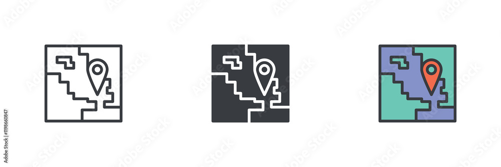 Poster ap with pin different style icon set